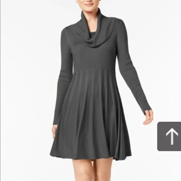Calvin Klein Cowl Sweater Dress Size M Heather Gray - Picture 5 of 5